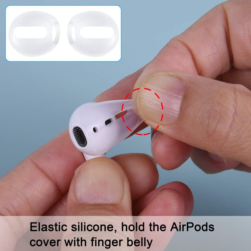 Wisdompro وسيمبر 10 أزواج من نصائح الأذن متوافقة مع آبل إيربودز 2 و 1، رقيقة جداً من السيليكون الناعم مضادة للانزلاق ومقاومة للغبار، تناسب علبة أغطية الأذن - شفاف - Image 3